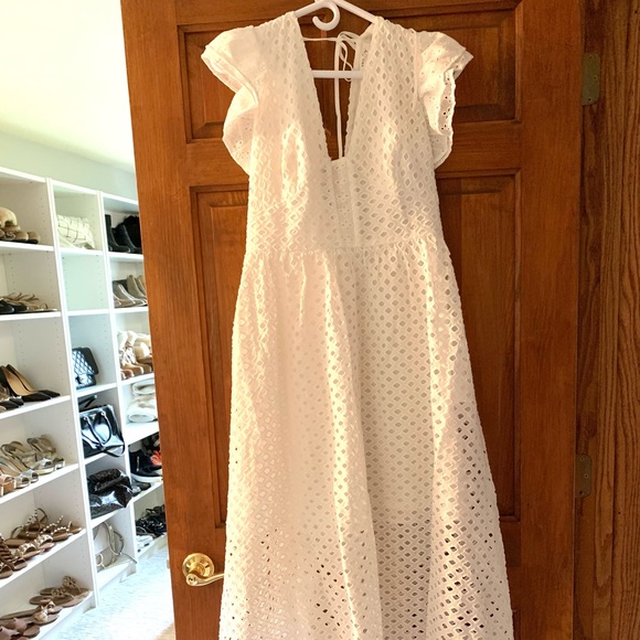 Vici Hart Cotton Pocketed Eyelet MIDI Dress